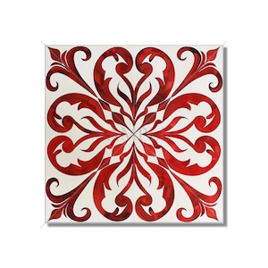Ruby Red Decorative Ceramic Tile - Kitchen Tile Red Backsplash - Bathroom Tile - Red Patterned Fireplace Tile - Free Shipping