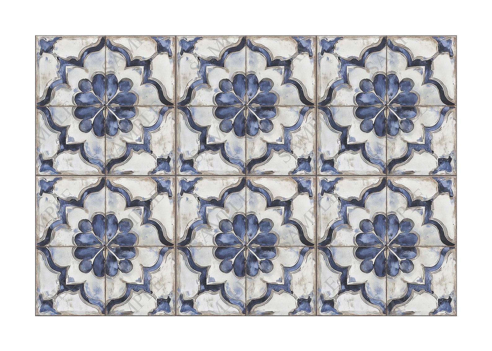 Blue Gray Ceramic Tile - Vintage Moroccan Tile Design - Kitchen ...