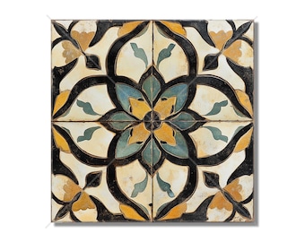 Vintage Moroccan Design Ceramic Tile Yellow Green Kitchen Tile Unique ...