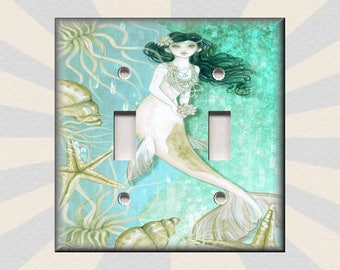 Mermaid Switch Plate Cover - Metal Light Switch Plate Cover - Mermaid Decor - Beach Switch Plates And Outlet Covers - Free Shipping