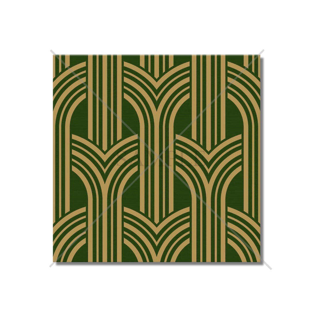 Art Deco Ceramic Tile Green and Gold Kitchen Backsplash Tile - Ceramic ...