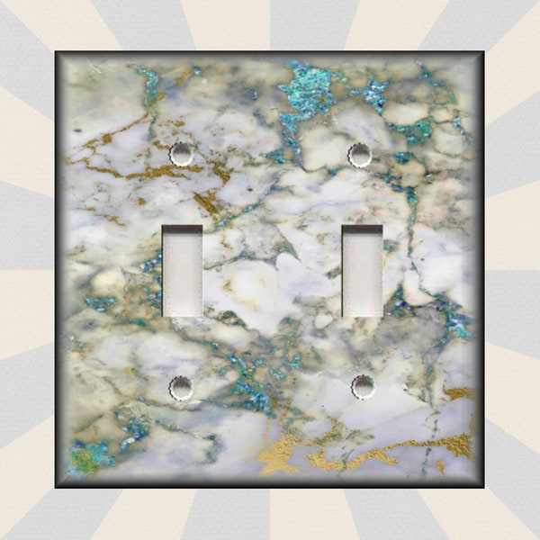 Blue And Green Multi Marble Print Design Home Decor - Metal Light Switch Plates And Outlet Covers - Free Shipping Luna Gallery Designs