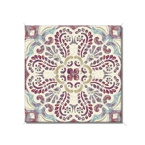 Blue And Red Wine Patterned Ceramic Tile - Multi Colored Vintage Design Ceramic Kitchen Backsplash Tile - Ceramic Bathroom Wall Tiles