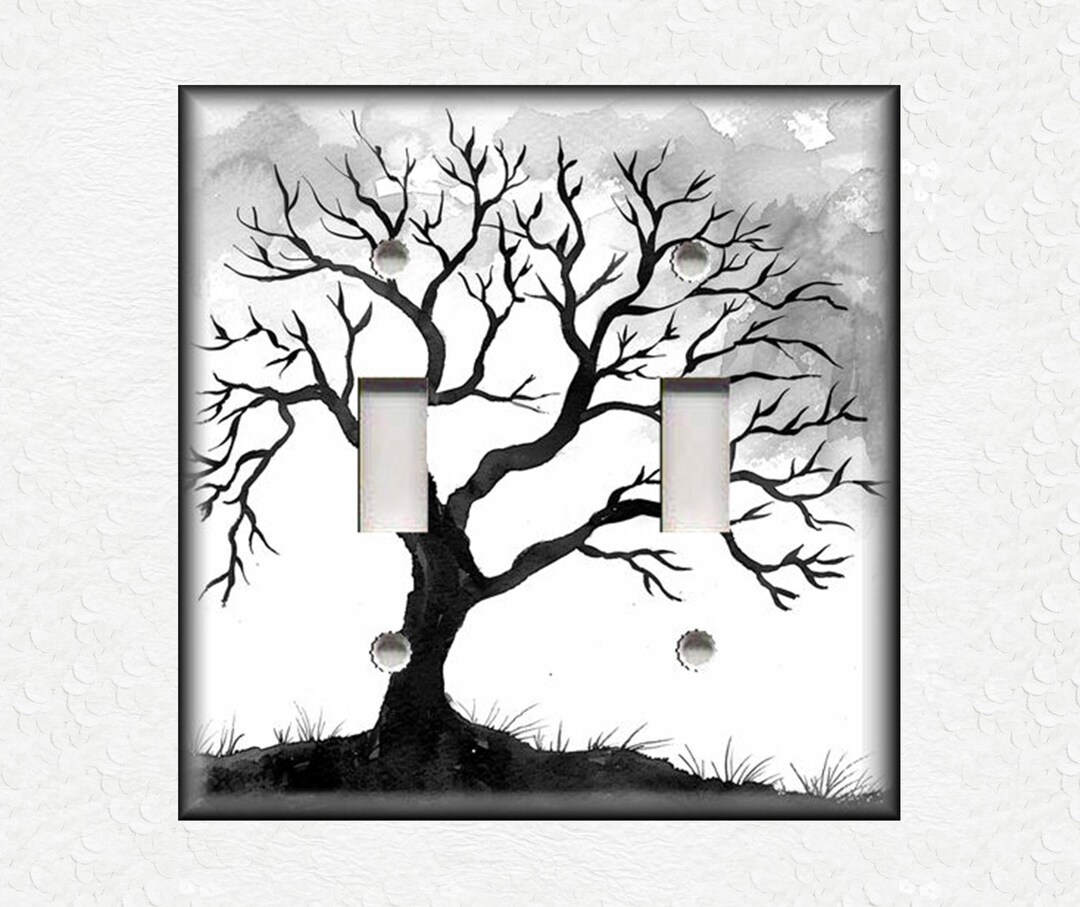 Folk Art Tree Design Metal Light Switch Plate Covers and Outlet Covers ...