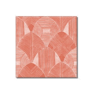 Coral Ceramic Tile Art Deco Vintage Design Kitchen Backsplash Tile - Bathroom Tile - Ceramic Accent Tile Backsplash Tile Fireplace Tile