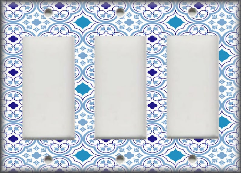 Metal Light Switch Plate Covers More Styles And Designs Switch Plates And Outlet Covers Blue And White Moroccan Tiles Designs Decor