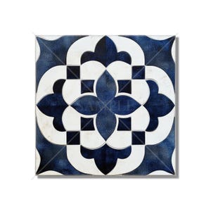 Dark Blue Ceramic Tile - Vintage Moroccan Tile Design - Navy Blue Kitchen Backsplash Tile - Blue Bathroom Wall Tile - Blue Fireplace Tile