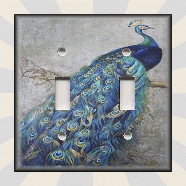 Peacock Light Switch Plate Covers - Peacock Home Decor - Metal Light Switch Plate Cover - Light Switch & Outlet Covers - Free Shipping