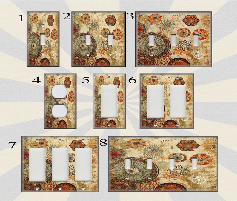 Metal Light Switch Plate Cover Tan Copper Rust Medallions Etsy
