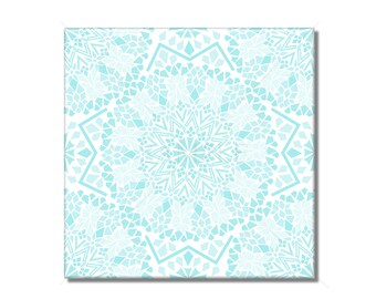 Light Blue Medallion Vintage Ceramic Tile Design Kitchen Backsplash Tile - Bathroom Tile - Ceramic Accent Tile Backsplash Tile Fireplace