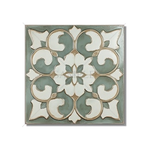 Aged Sage Green Ceramic Tile - Vintage Aged Design Tile - Unique Green Kitchen Backsplash Tile - Unique Bathroom Tile - Green Accent Tiles