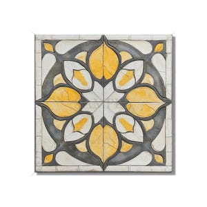 Antique Beige And Gold Patterned Ceramic Tile - Kitchen Backsplash - Beige Patterned Bathroom Tile - Vintage Design Beige Fireplace Tiles