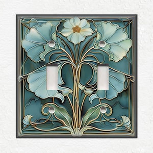 Blue Antique Floral Switch Plate Covers And Outlet Covers - Unique Light Switch Plate Covers And Outlet Covers - Decorative Wall Plates