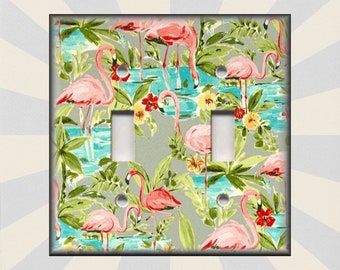 Single Outlet Wall Plate/Panel Plate/Cover 1-Gang Device Receptacle Wallplate Light Panel Cover Flamingo Bird Pink Art Wildlife Pattern 