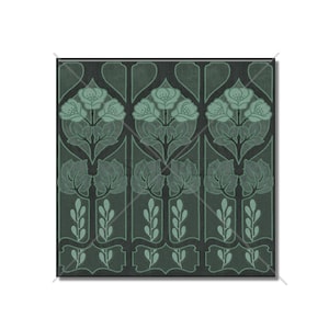 Vintage Art Nouveau Design Tile Teal Green Ceramic Tile - William Morris Design Ceramic Tile Kitchen Backsplash Tile - Bathroom Wall Tiles