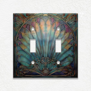 Antique Shell Design Vintage Art Nouveau Design Metal Light Switch Plate Covers And Outlet Covers - Home Decor - Art Nouveau Home Decor Double Toggle
