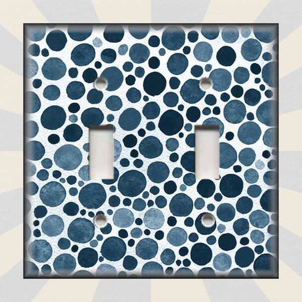 Shades Of Blue Polka Dots Home Decor Watercolor Art Decor - Metal Art Light Switch Plate Cover - Switch Plates Outlet Covers - Free Shipping