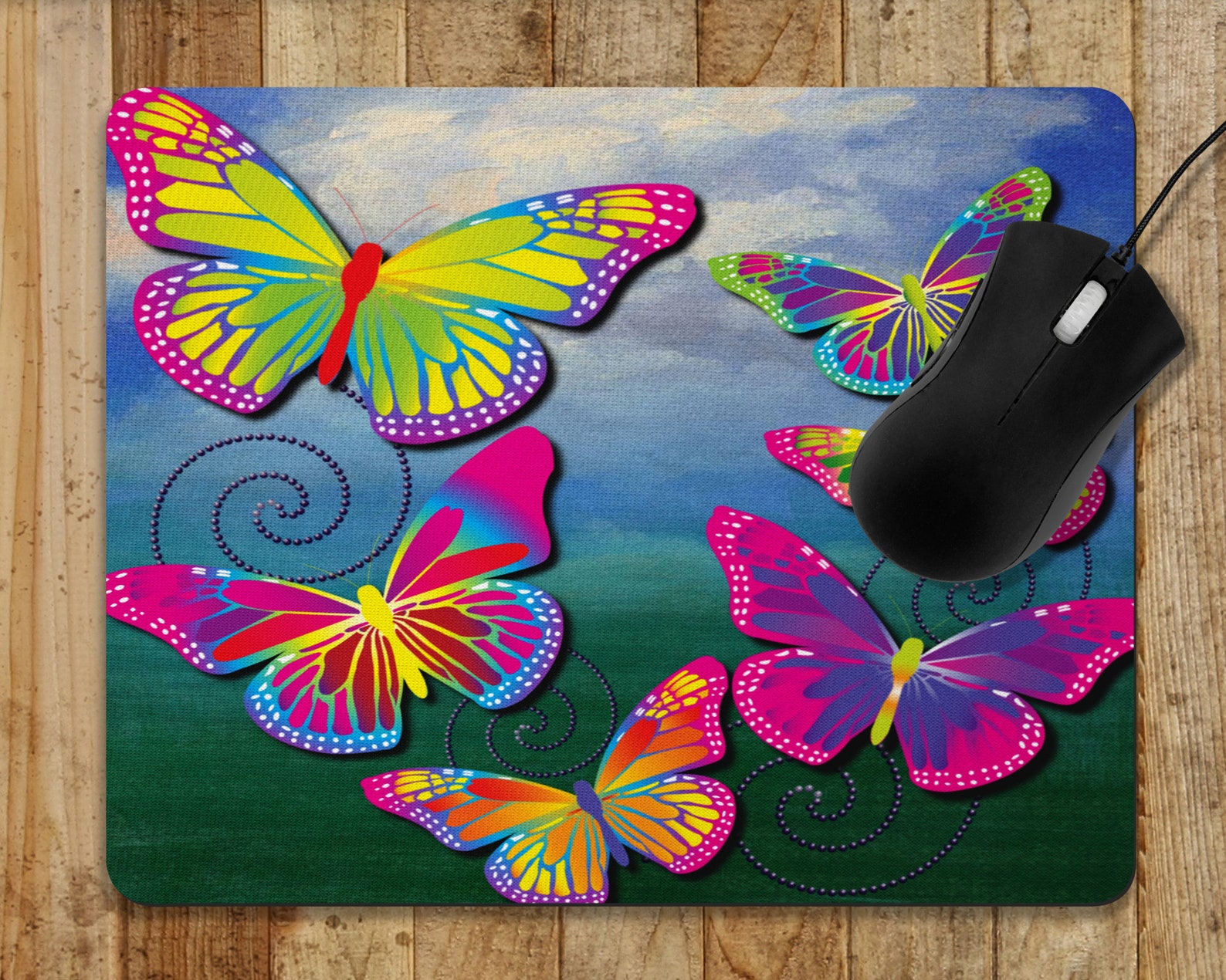 Mouse Pad Bright Butterfly Design Computer Mouse Pad Etsy