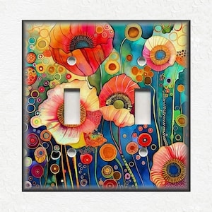 Fun Bright Poppy Flowers Switch Plate Covers And Outlet Covers - Unique Switch Plate Covers And Outlet Covers Dopamine Decor - Free Shipping
