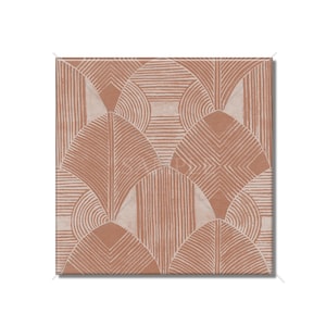 May include: Abstract geometric pattern in shades of brown and white. The pattern features overlapping arches and lines.