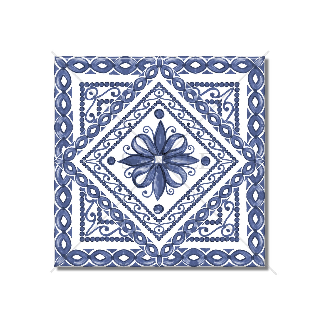Blue and White Design Ceramic Accent Tile - Decorative Tile Backsplash ...
