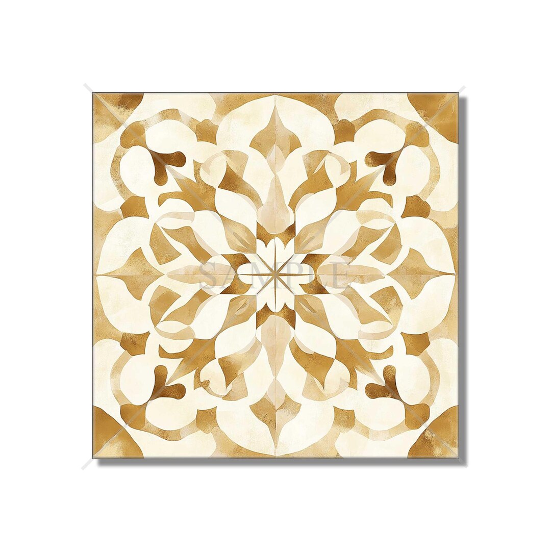 Cream and Tan Ceramic Tile - Patterned Kitchen Backsplash Tile - Cream ...