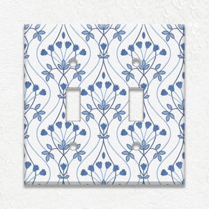William Morris Art Nouveau Switch Plate - Blue Floral Vintage Art Nouveau Decor Metal Switch Plate Covers And Outlet Covers Free Shipping