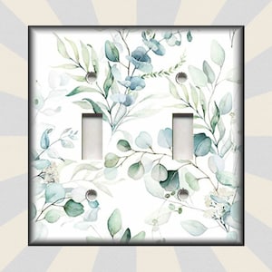 Botanical Greenery Leaves Nature Art Decor - Metal Light Switch Plates And Outlet Covers - Free Shipping Luna Gallery Designs