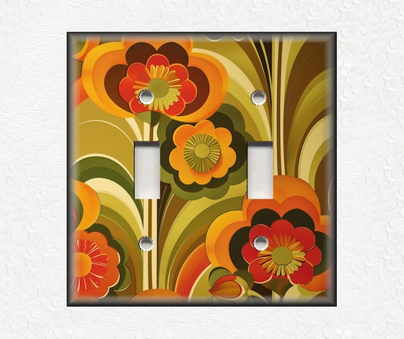 Retro 70's Design Metal Light Switch Covers And Outlet Covers - Vintage Design Switch Plates - 70's Home Decor - Unique Switch Plate Covers