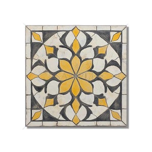 Antique Beige And Gold Patterned Ceramic Tile - Kitchen Backsplash - Beige Patterned Bathroom Tile - Vintage Design Beige Fireplace Tiles