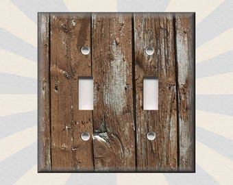 Rustic Brown Wood Planks Design - Rustic Metal Light Switch Plate Cover - Home Decor - Wallplates Outlets Rocker - Free Shipping