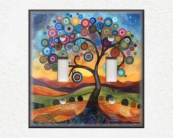 Funky Tree Art Design Metal Light Switch Plate Covers And Outlet Covers - Decorative Switch Plate Covers - Funky Tree Home Decor