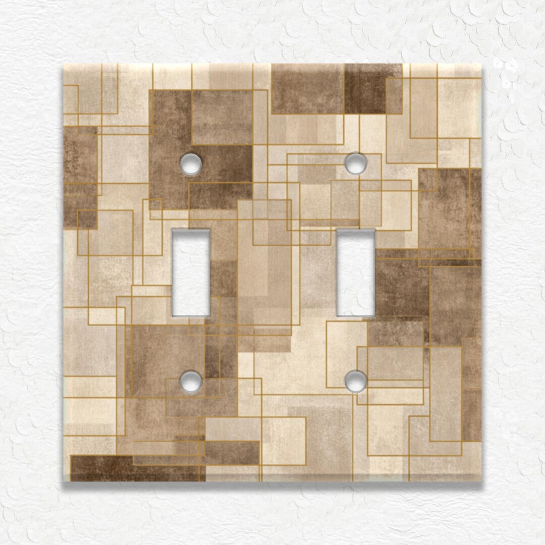 Abstract Art Geometric Tan Design Metal Light Switch Covers and Outlet ...