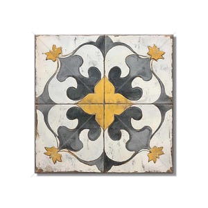 Antique Beige And Gold Patterned Ceramic Tile - Kitchen Backsplash - Beige Patterned Bathroom Tile - Vintage Design Beige Fireplace Tiles