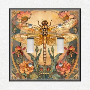 Botanical Dragonfly Design Vintage Metal Switch Plate Covers And Outlet Covers Unique Light Switch Plate Covers Outlet Covers - Wall Plates