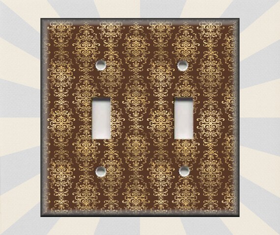 Metal Light Switch Plate Cover Bronze Gold Vintage Damask Etsy