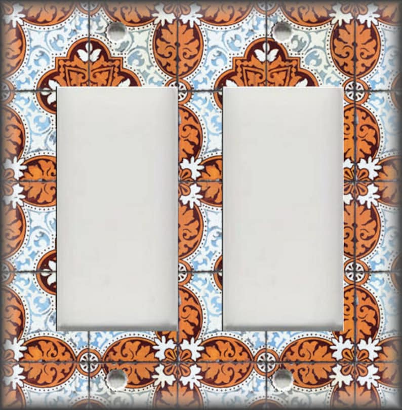 Metal Light Switch Cover Vintage Lisbon Tile Design Decorative Switch Plate Covers And Outlet Covers Luna Gallery Free Shipping