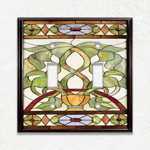Stained Glass Pattern Home Decor - Art Nouveau Decor Metal Light Switch Plate Cover - Light Switch & Outlet Covers - Free Shipping