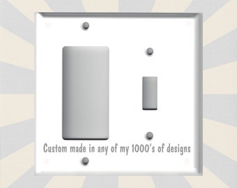 Rocker Toggle Metal Switch Plate Cover - You Choose From Any Design I Offer - Free Shipping - Custom Made Metal Switch Plate Covers