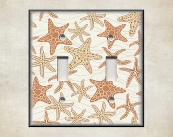 Starfish Switch Plate Beach Home Decor - Metal Shell Design Light Switch Cover - Beach Switch Plate Covers And Outlet Covers - Home Decor