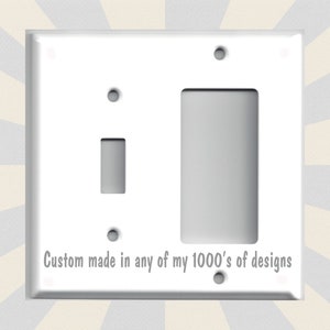 Toggle Rocker Metal Switch Plate Cover - You Choose From Any Design I Offer - Free Shipping - Custom Made Metal Switch Plate Covers