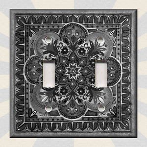 Tile Pattern Dark Gray Design Home Decor Kitchen Decor - Metal Light Switch Plate Cover - Switch Plates Outlets - Free Shipping