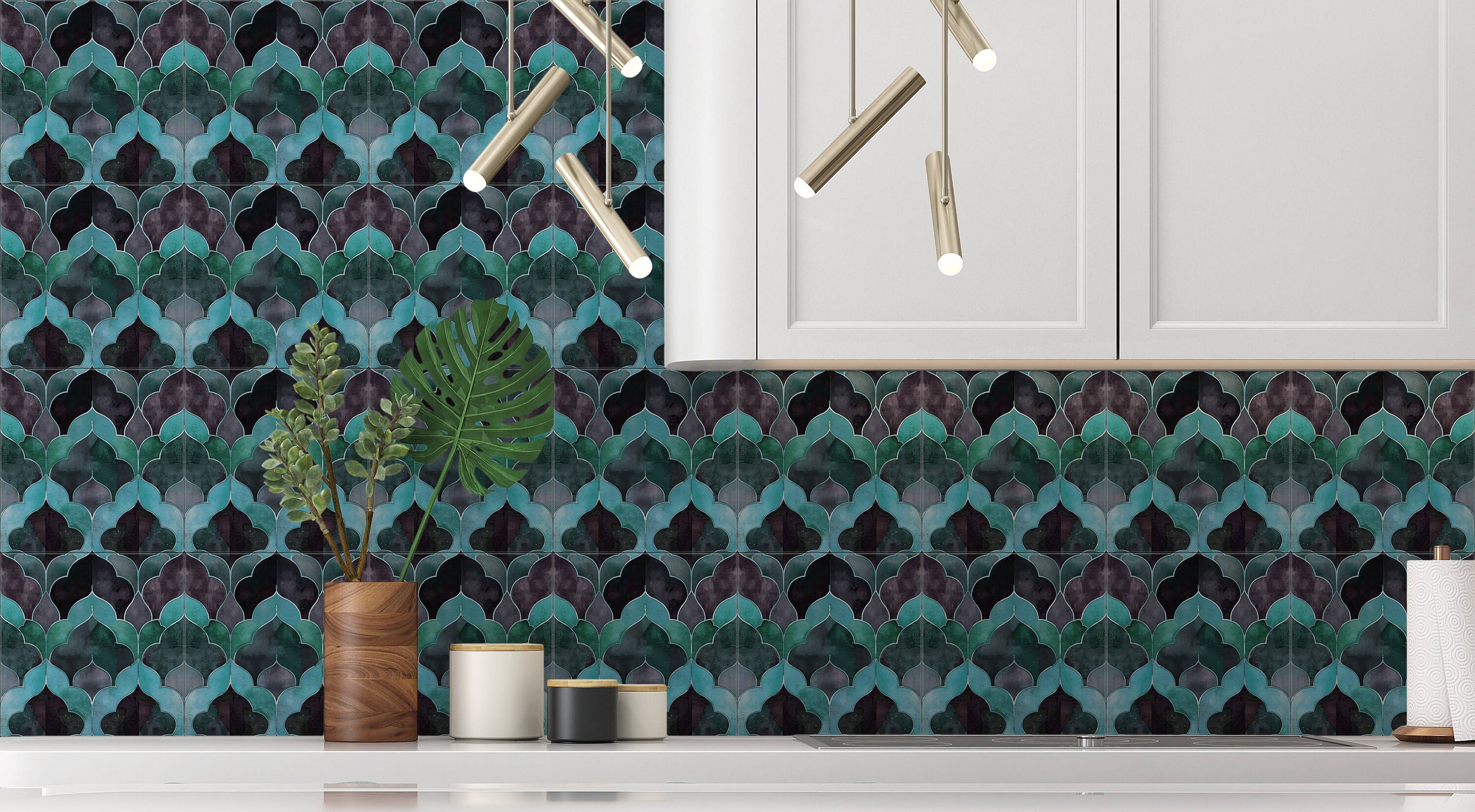 Blue Green Moroccan Ceramic Tile - Kitchen Backsplash Tile - Bathroom ...
