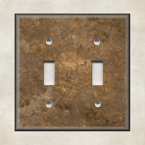 Metal Switch Plate Covers - Image Of Aged Copper Rustic Patina Design - Rustic Decor- Switch Plate Covers Outlet Covers - Free Shipping