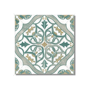 Vintage Moroccan Tile Design Backsplash Tile Kitchen Unique Ceramic Accent Tile - Patterned Tile Bathroom Tile Green Tan White Kitchen Tile