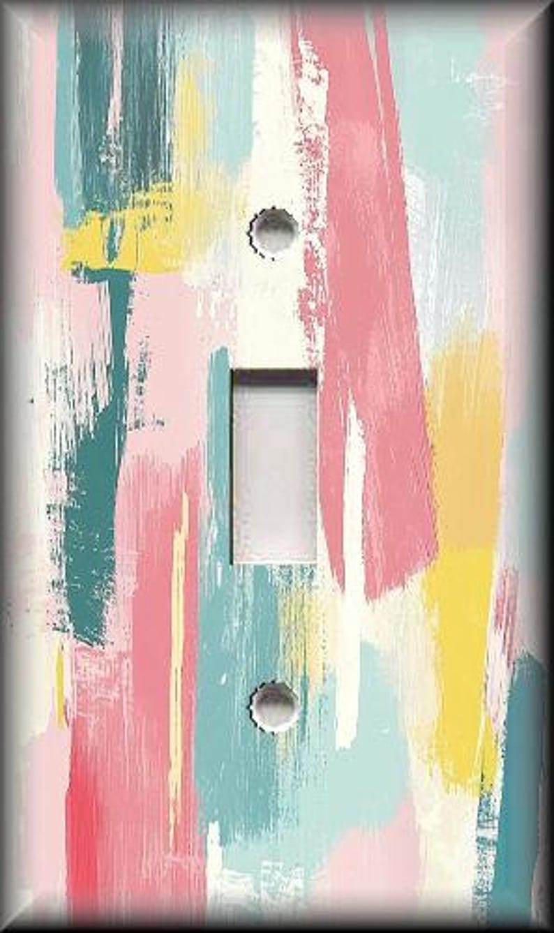 Pastel Colors Abstract Art Design Metal Light Switch Plate Covers and ...