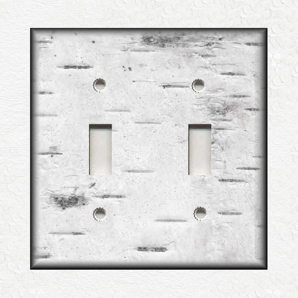 Birch Wood Design Switch Plate Covers And Outlet Covers - Matching Set Of Metal Wall Plates And Receptacle Covers - Free Shipping