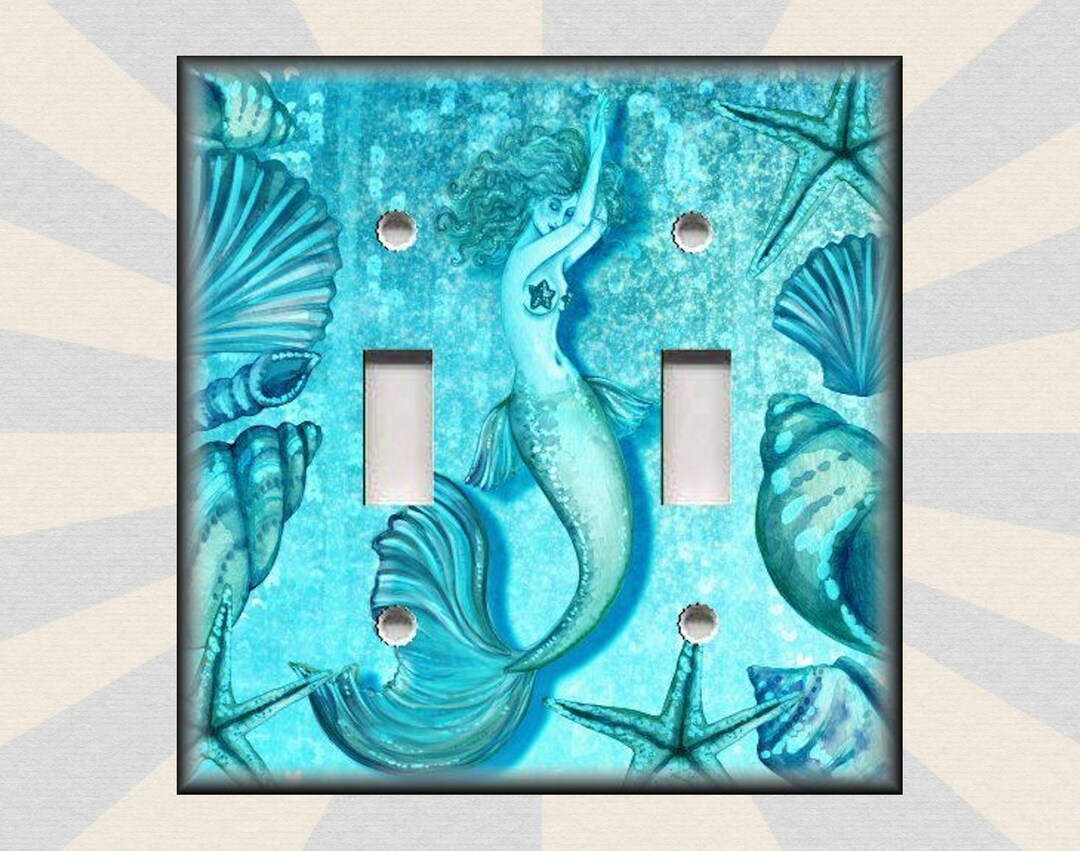 Mermaid Switch Plates and Outlet Covers Mermaid Decor Metal Beach Light Switch Plate Cover