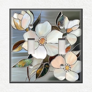 Stained Glass Flower Design Home Decor Flower Art Metal Light Switch Plate Cover Decorative Art Switch Plates Outlet Covers Free Shipping