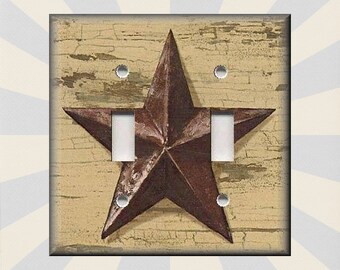 Brown Barn Star Country Farmhouse Decor Aged Barn Star Decor - Metal Switch Plate Covers And Outlet Covers Free Shipping Luna Gallery